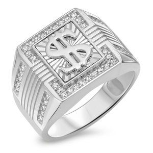 Sterling Silver 925 Men’s $ Dollar Sign Ring
